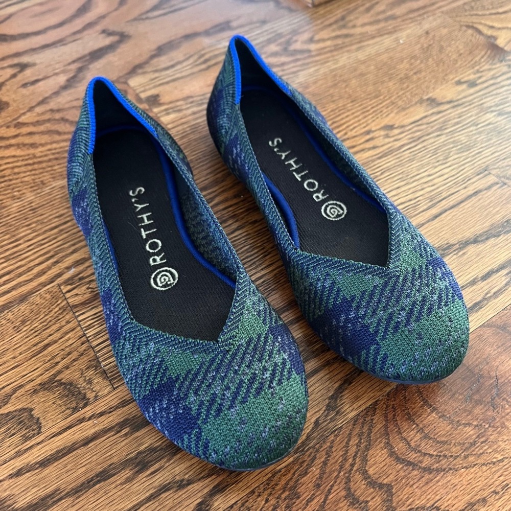 Rothys The Flat Flats in Discontinued Forest Tartan Plaid Color Way Womens 8 - Picture 10 of 15
